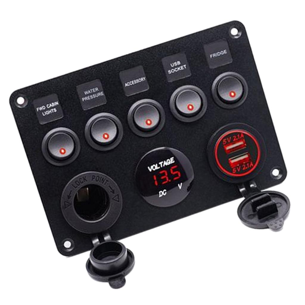 Usb Charger - ABS Plastic 5 Gang Switch Panel