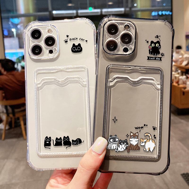 Phone Holder - Cute Black Cat Phone Case For