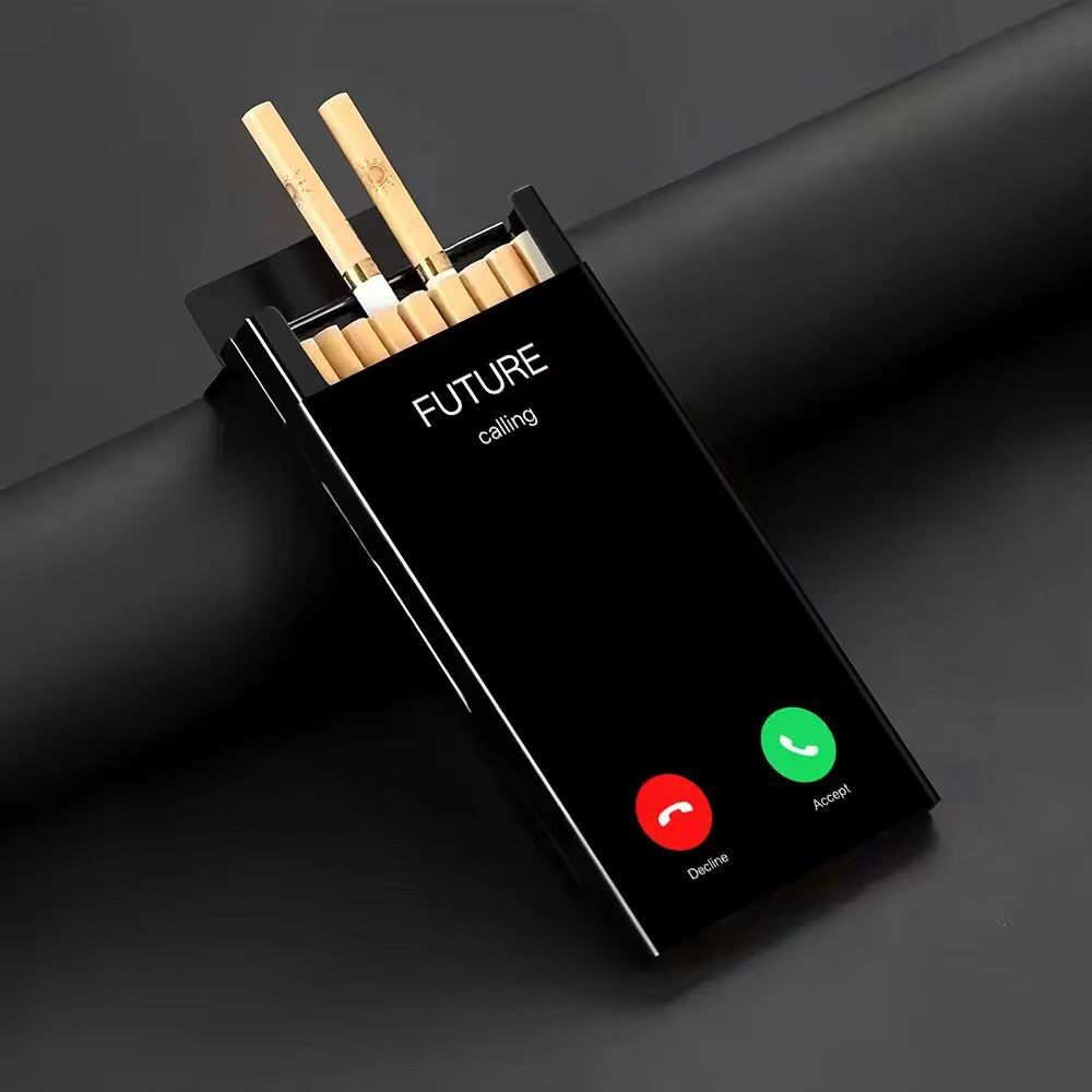 Slim Metal Cigarette Case with - Phone Holder recension och pris